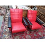 A fine pair of red and black leatherette