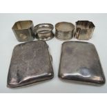 Two HM silver cigarette cases (AF), four