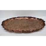 An Arts & Crafts copper tray, 36 x 25cm.