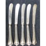 Five HM silver bladed and handled fruit