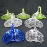 A small collection of 19thC glass basket