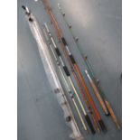 Three sea fishing rods: a 1960's a Milbr