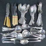 Various pieces of plated flatware: five