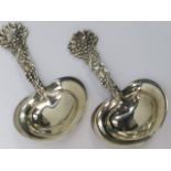 Tiffany caddy spoons, a pair in silver w