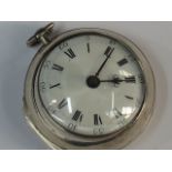 A silver pair cased pocket watch, key wi