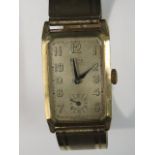 A gents Rone sixteen oblong watch 9ct De