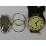 Two 9ct vintage watches. A 9ct plain ban
