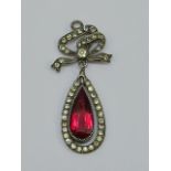 A teardrop shaped marcasite set  pendant