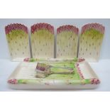 An asparagus set, hand painted in Portug