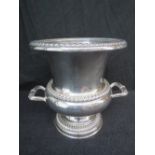 An urn shaped, tall silver plated wine c