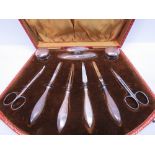 HM silver handles and lidded manicure se