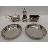 An HM silver condiment set in Queen Anne