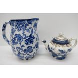 A large Losolware blue and white jug wit