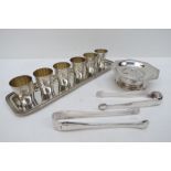 A set of six parcel gilt white metal eng