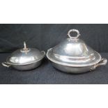 A silver plated 3 section lidded tureen