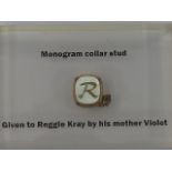 A monogrammed collar stud, 9ct gold with