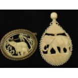 A pierced ivory pendant, Victorian, with
