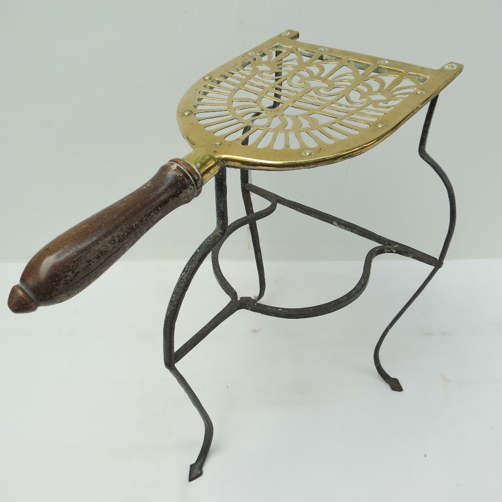 A late 19thC wrought iron and fretted br - Image 2 of 2