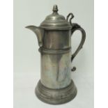 A fine 19thC pewter lidded flagon having