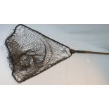 A vintage landing net, with brass foldin