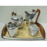 A four piece Piccoult ware tea set (pot,