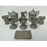 A collection of 19thC pewter including t