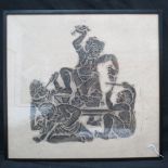 A brass rubbing of an Indo Asian scene o