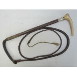 A good plaited leather horn handled whip