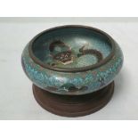 A late 19th cloisonne bowl. Powder blue