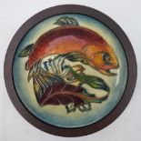 A Moorcroft dish with trout design by Ph