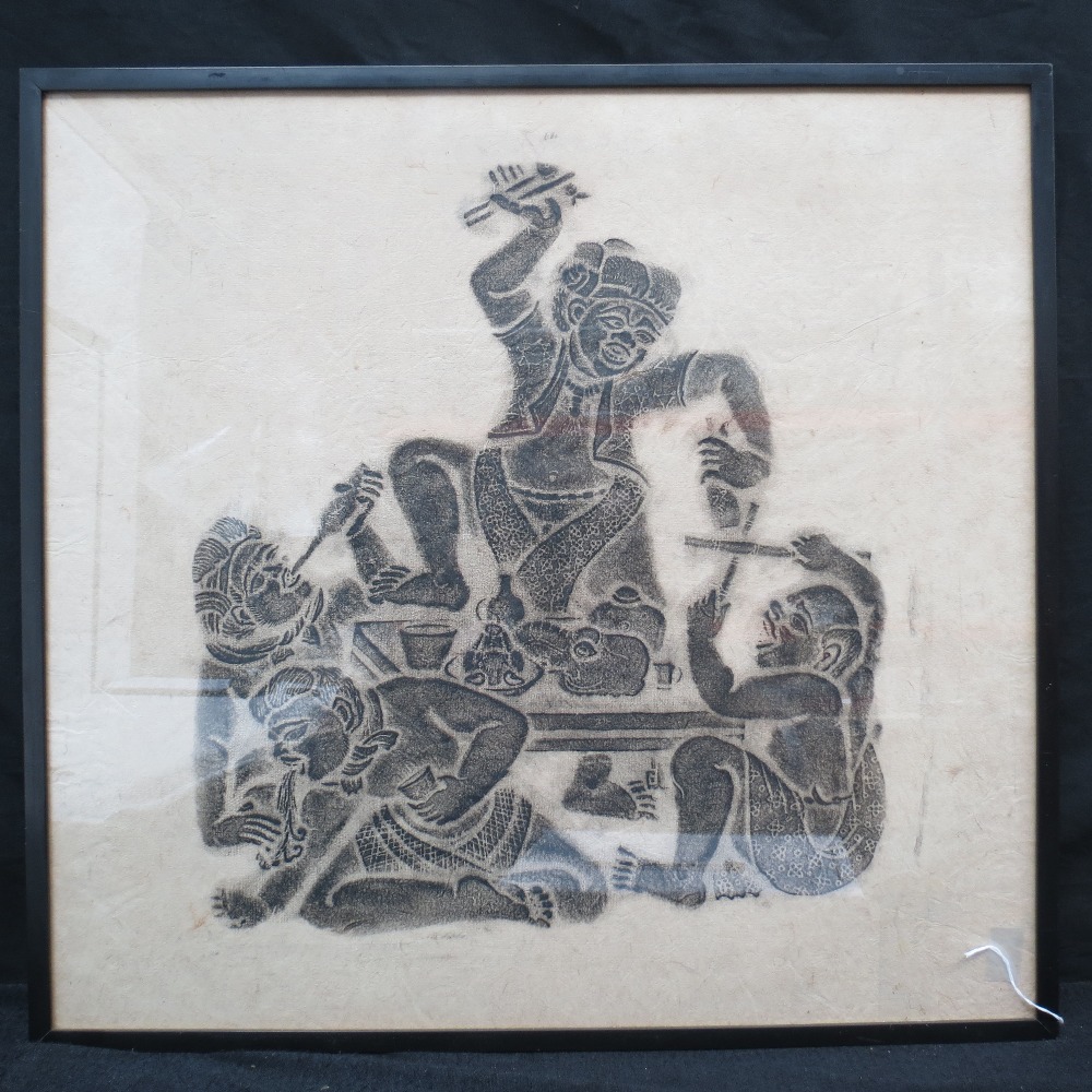 A brass rubbing of an Indo Asian scene o - Image 2 of 2