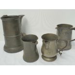 A quantity of four early 19thC pewter fl