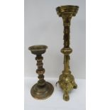 Brass pricket candlestick with cast deco