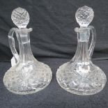 A pair of cut glass flat bottom ships de