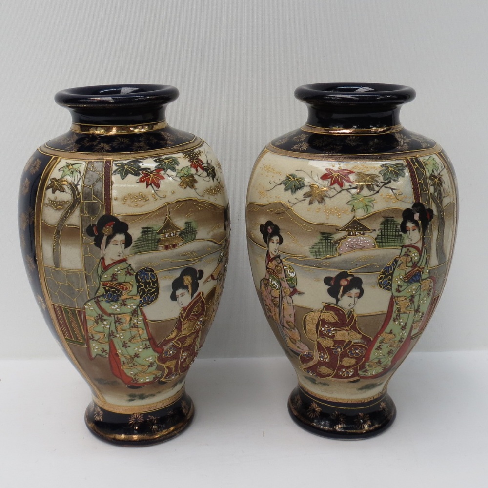 Two modern Japanese vases with scenes of - Image 2 of 2