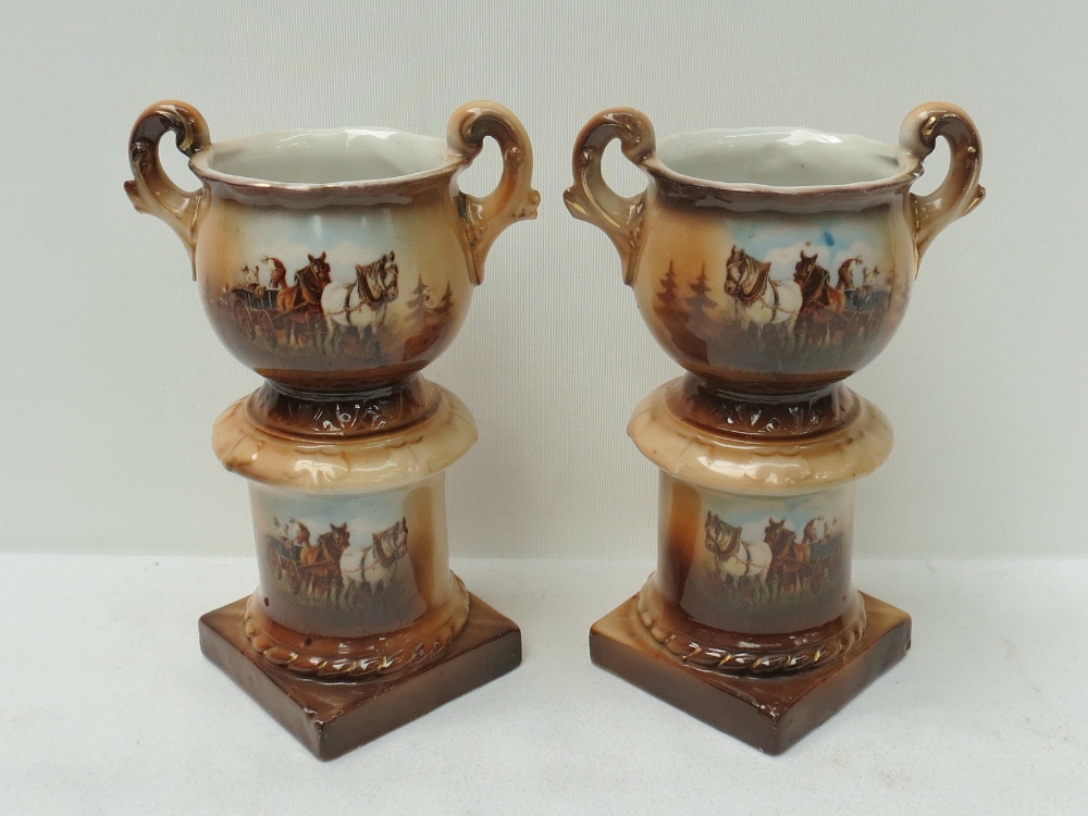 A pair of 19thC mantle shelf ornament ur