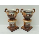 A pair of 19thC mantle shelf ornament ur