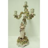 A late 19thC Coburg porcelain candleabra