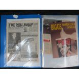 A selection of newspaper cuttings, free Ronnie Biggs. Ronnie's personal documents.