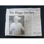 The Weekend Review January 1996 ''Mr Biggs invites...'' Annotated and signed by Ronnie Biggs ''Mr