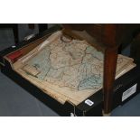 A BOX OF PRINTS TO INCLUDE A ROBERT MORDEN MAP OF LEICESTERSHIRE