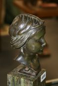 ALFRED DRURY BRONZE PORTRAIT BUST ON MARBLE PLINTH