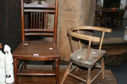 TWO 19TH.C.CHILD'S CHAIRS