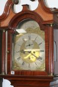 AN 18TH.C.MAHOGANY CASED EIGHT DAY LONG CASE CLOCK WITH BRASS AND SILVERED DIAL SIGNED GEORGE