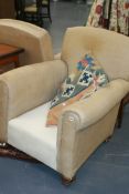 A PAIR OF LARGE DEEP SET ARMCHAIRS