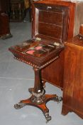 A W.IV.ROSEWOOD TEAPOUY WITH FITTED CADDIES