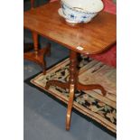 A LATE GEORGIAN MAHOGANY TRIPOD TABLE TOGETHER WITH A VICTORIAN WALNUT SMALL CENTRE TABLE