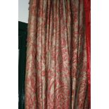 A PAIR OF INTERLINED COTTON CHINTZ CURTAINS WITH TIE BACKS EACH 320 X 330CMS