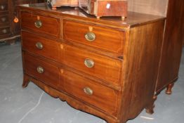 A SMALL EARLY 19TH.C.MAHOGANY CHEST OF TWO SHORT AND TWO LONG DRAWERS