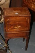 A REGENCY INLAID WORKBOX ON STAND